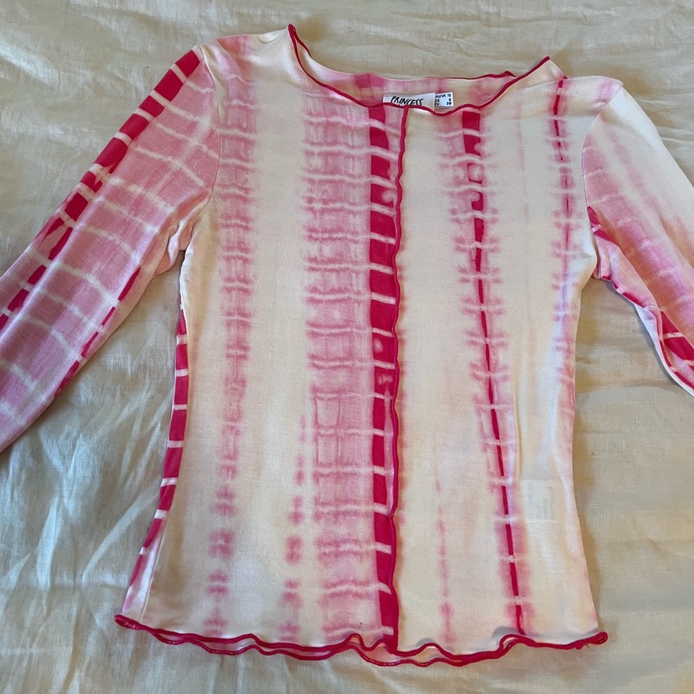 PRINCESS POLLY SIZE 6 Pink Long Sleeve Tie Dye Top